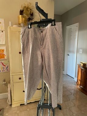 WOMENS CJ Banks Light Gray Pinstripe cotton/linen blend